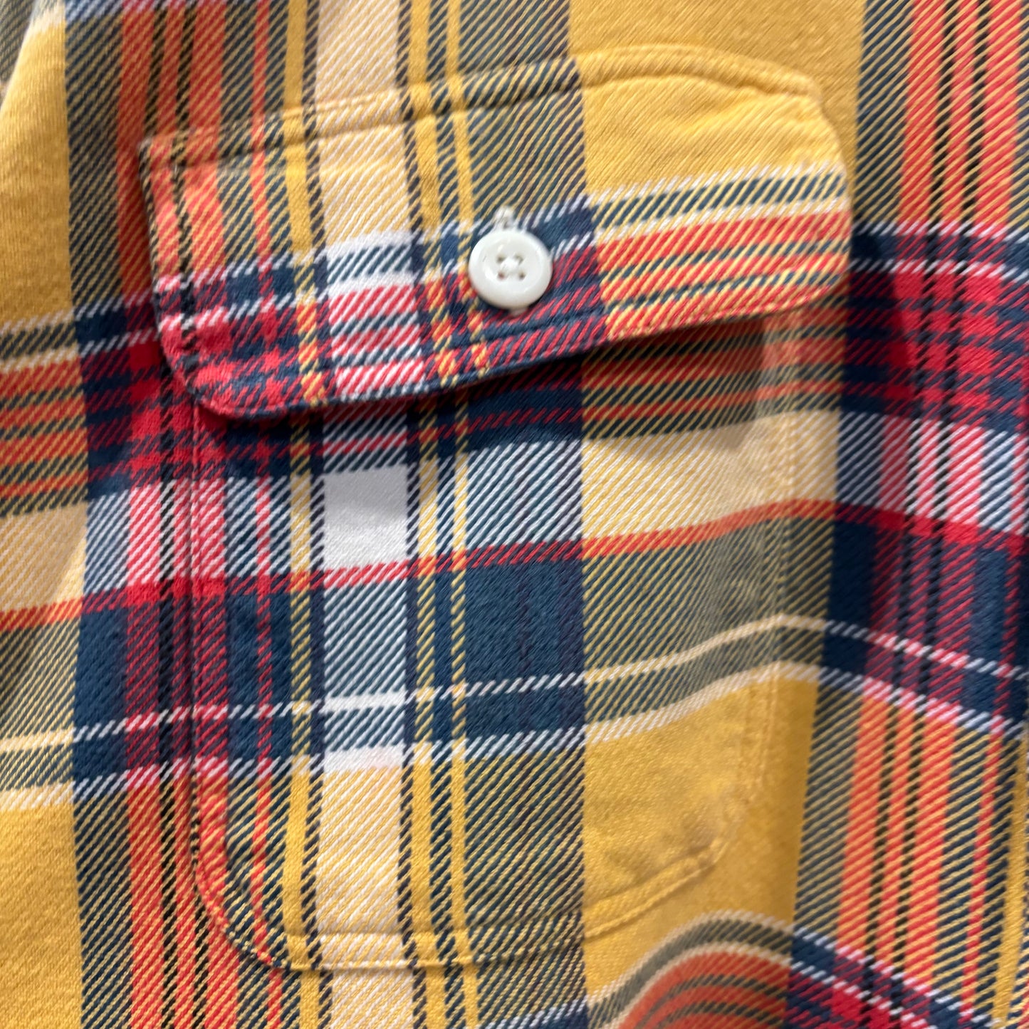 90's~ Polo by Ralph Lauren ラルフローレン フランネルチェックシャツ 黄赤紺 (XL)/A5663S-SO