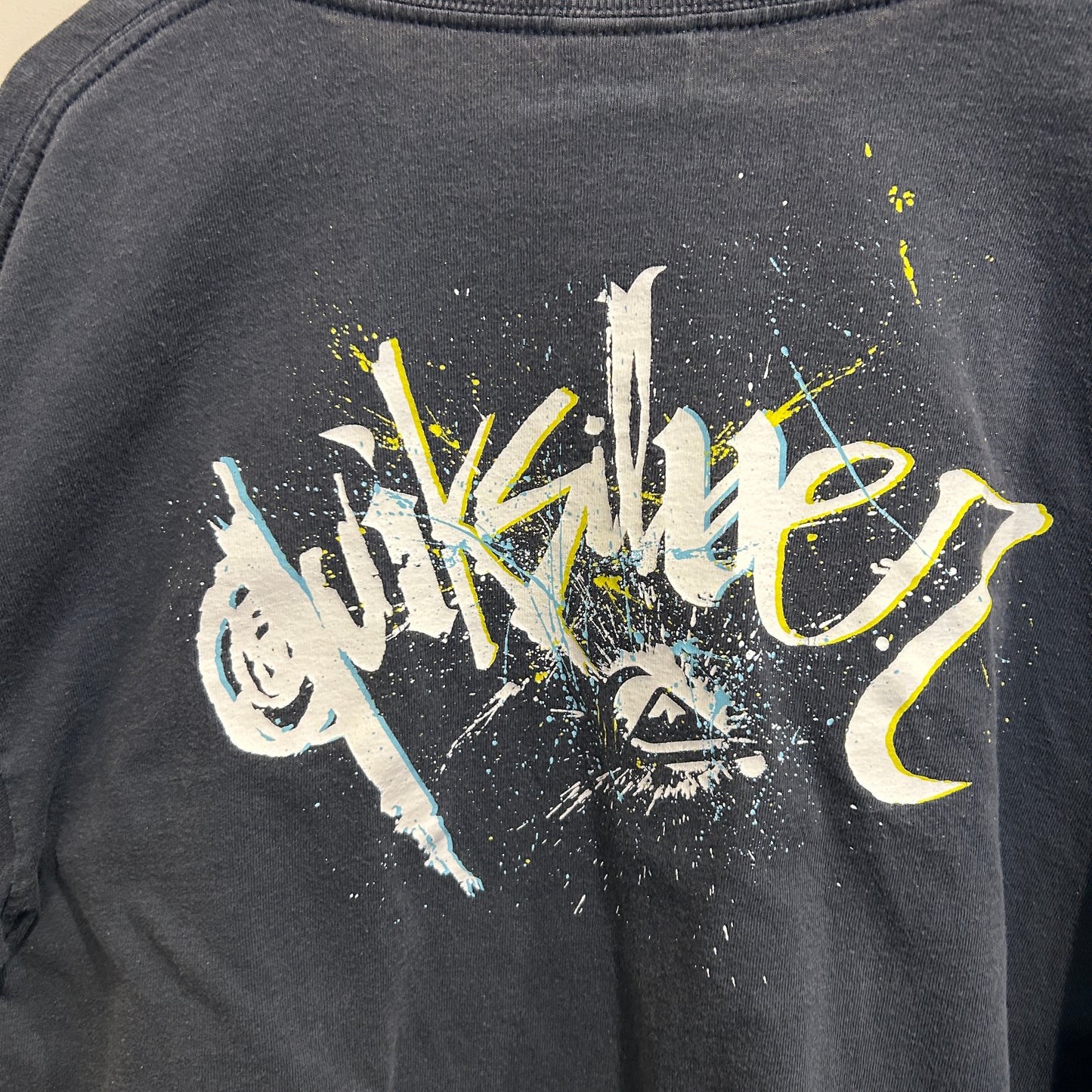 90~00's Quik Silver ペイント グラフィックTシャツ 紺 (サイズ不明)/C1229T-SO