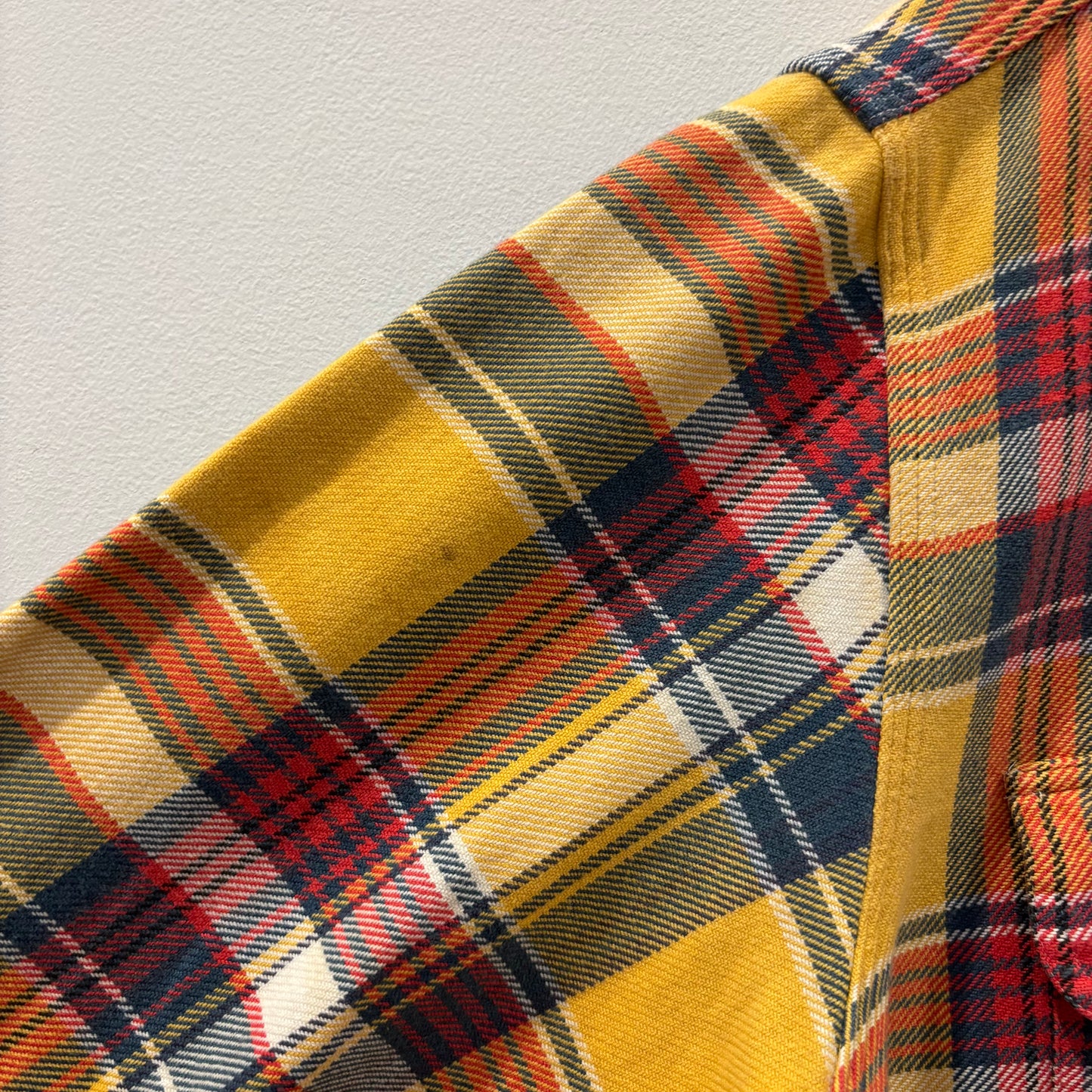 90's~ Polo by Ralph Lauren ラルフローレン フランネルチェックシャツ 黄赤紺 (XL)/A5663S-SO