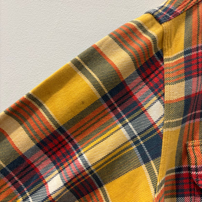 90's~ Polo by Ralph Lauren ラルフローレン フランネルチェックシャツ 黄赤紺 (XL)/A5663S-SO