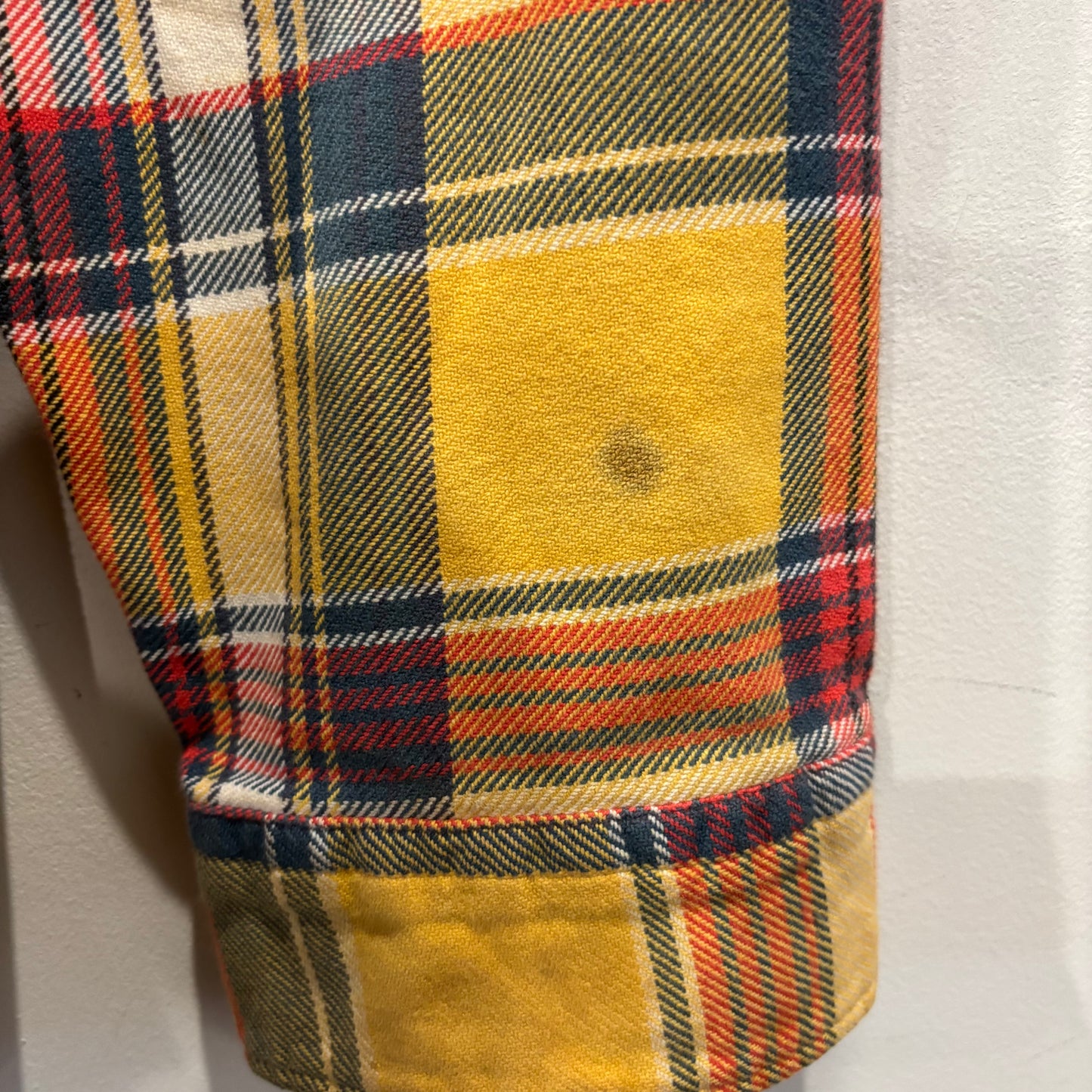 90's~ Polo by Ralph Lauren ラルフローレン フランネルチェックシャツ 黄赤紺 (XL)/A5663S-SO