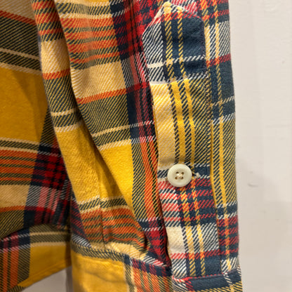 90's~ Polo by Ralph Lauren ラルフローレン フランネルチェックシャツ 黄赤紺 (XL)/A5663S-SO