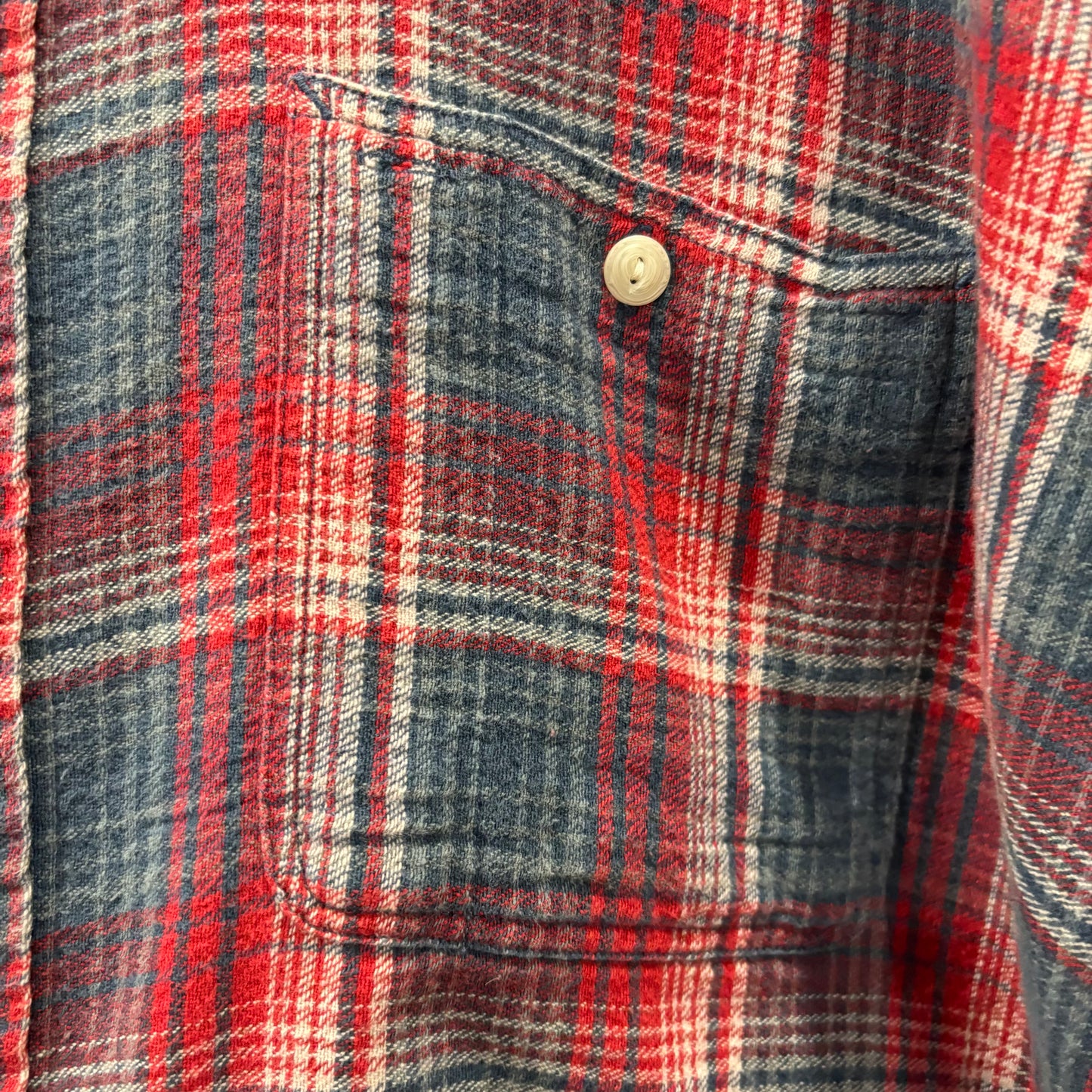 90's~ Polo by Ralph Lauren ラルフローレン Dungaree Work shirt チェック ネルシャツ 赤青系白 (L)/B2954S-SO