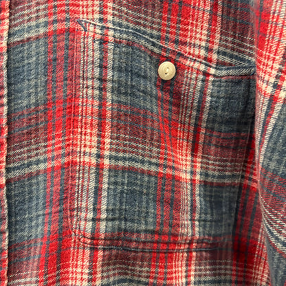 90's~ Polo by Ralph Lauren ラルフローレン Dungaree Work shirt チェック ネルシャツ 赤青系白 (L)/B2954S-SO