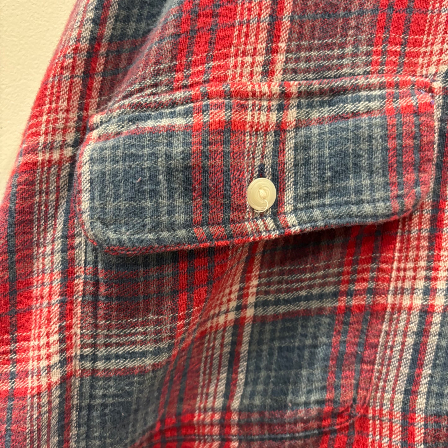 90's~ Polo by Ralph Lauren ラルフローレン Dungaree Work shirt チェック ネルシャツ 赤青系白 (L)/B2954S-SO