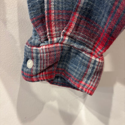 90's~ Polo by Ralph Lauren ラルフローレン Dungaree Work shirt チェック ネルシャツ 赤青系白 (L)/B2954S-SO