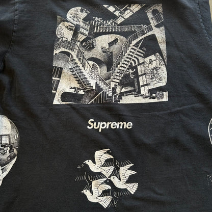 00's SUPREME×M.C.ESCHER エッシャー アートTシャツ マルチプリント 黒(XL)/A7243T-0SO