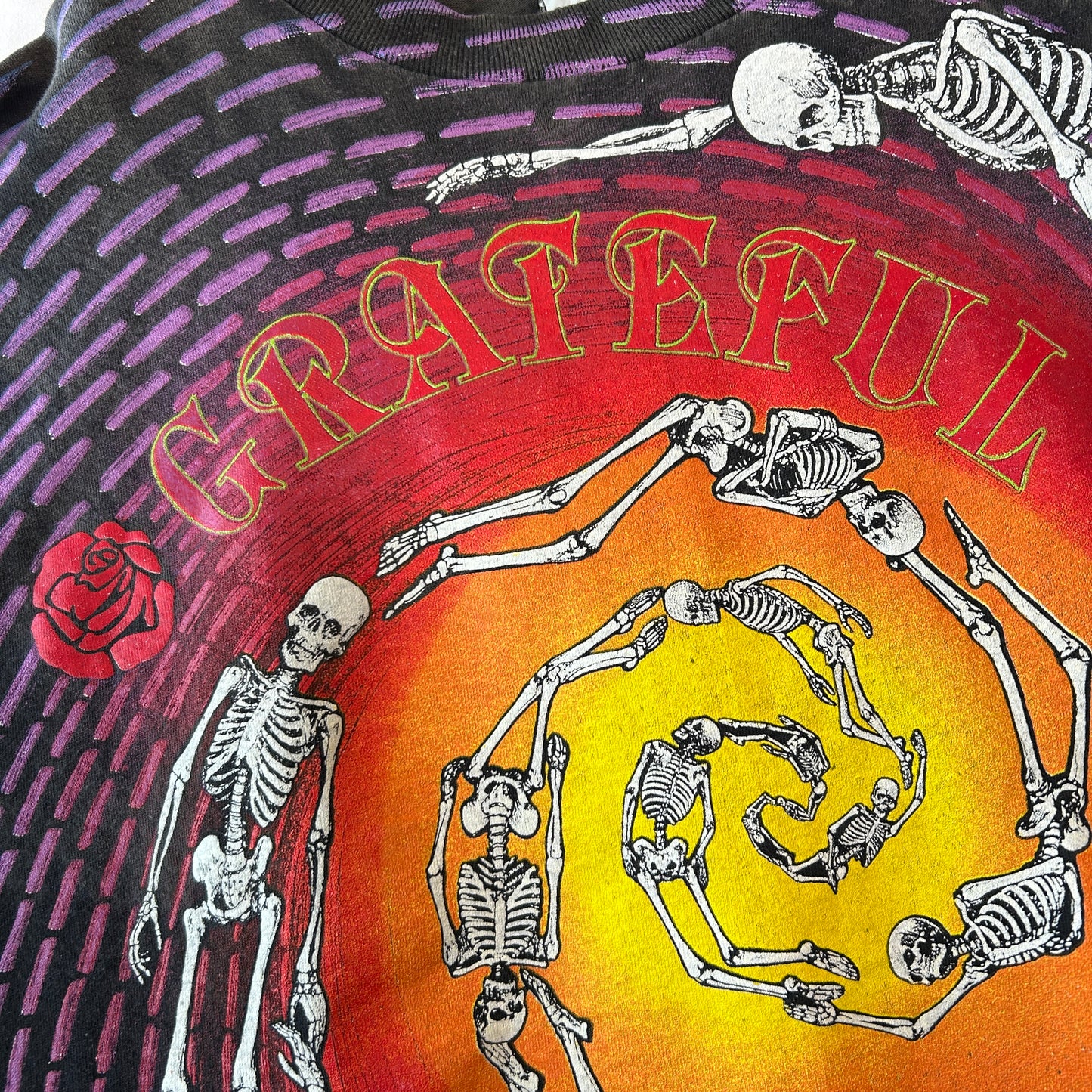 90's Grateful Dead ”Spiral Skeletons" グレイトフル・デッド 総柄Tシャツ スカル バンドT WILD OATS(XL)/C1241T-SO