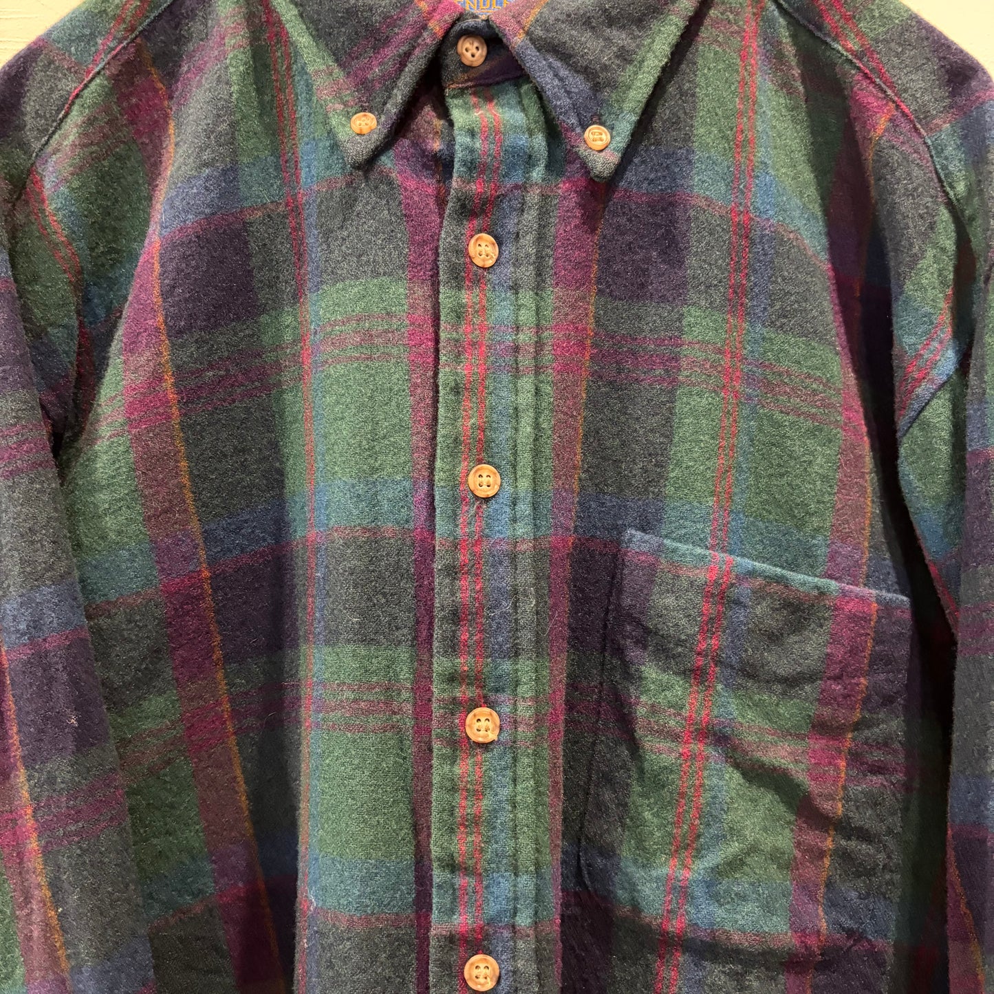 80's Pendleton ペンドルトン ウールシャツ 緑紺赤(XL)/C1502S-SO