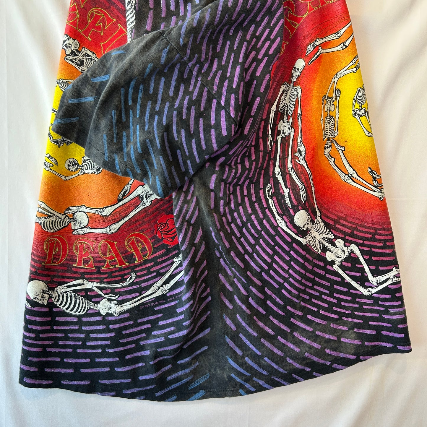 90's Grateful Dead ”Spiral Skeletons" グレイトフル・デッド 総柄Tシャツ スカル バンドT WILD OATS(XL)/C1241T-SO