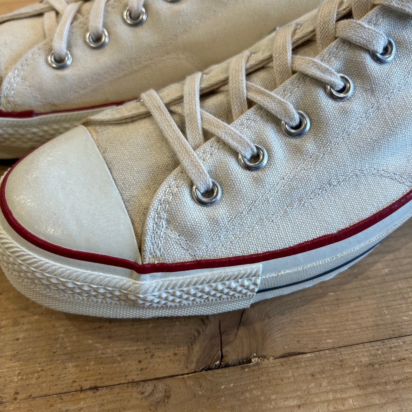 70's~80's CONVERSE コンバース ALL STAR 生成り ホワイトキャンバス デッドストック USA製 US 13 1/2(32cm)/A0496AC-SO