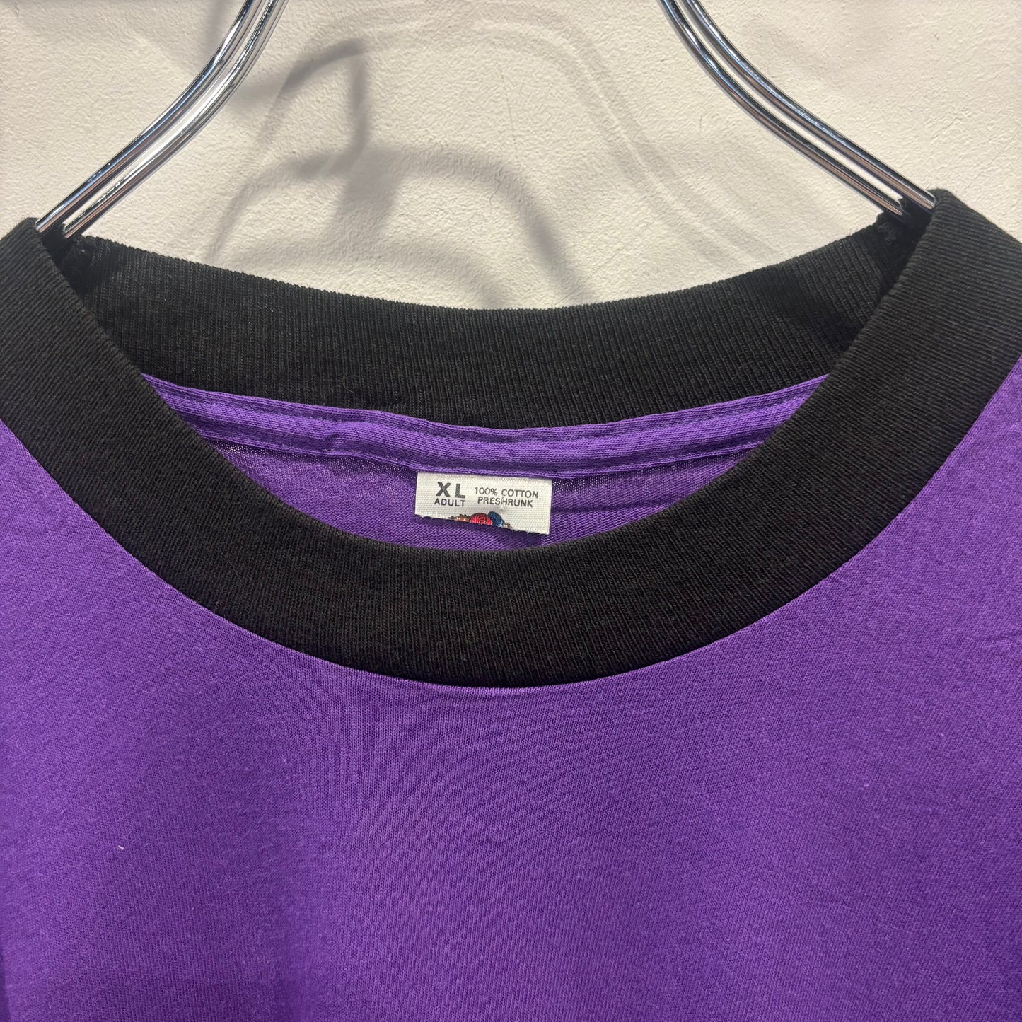 90's Fruit of the room 黒ネックTシャツ パープル (XL)/B3722T-SO