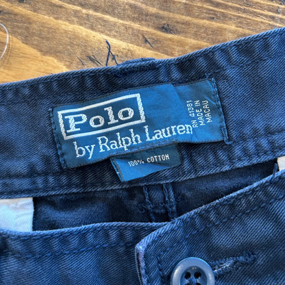90's Polo Ralph Lauren ”POLO 67 CHINO"ラルフ ミリタリーカーゴショーツ ハーフバンツ ネイビー(W34)/B2303P-SO