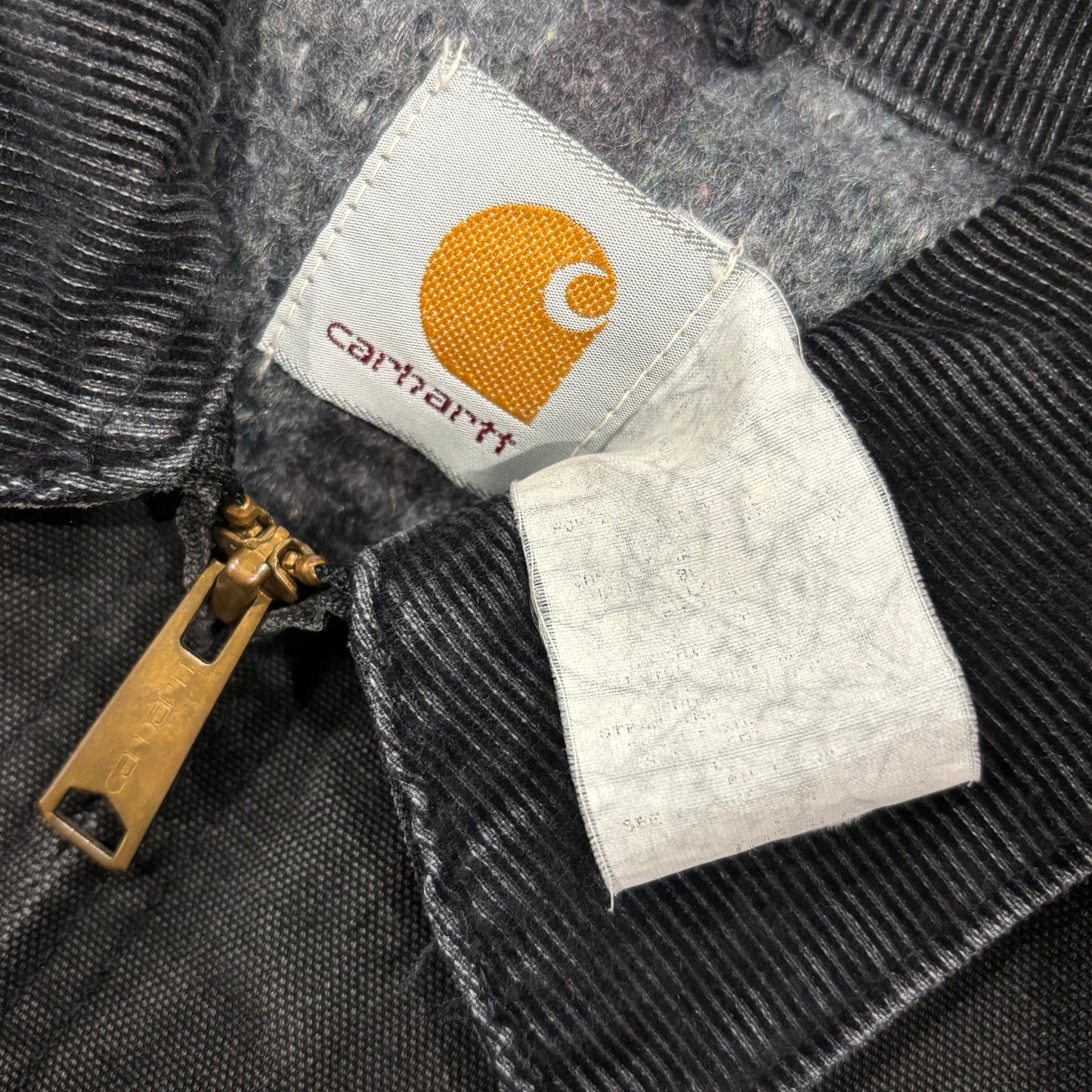 90's Carhartt カーハート デトロイトジャケット 企業ロゴ入り 黒 (L)/A8784J-SO