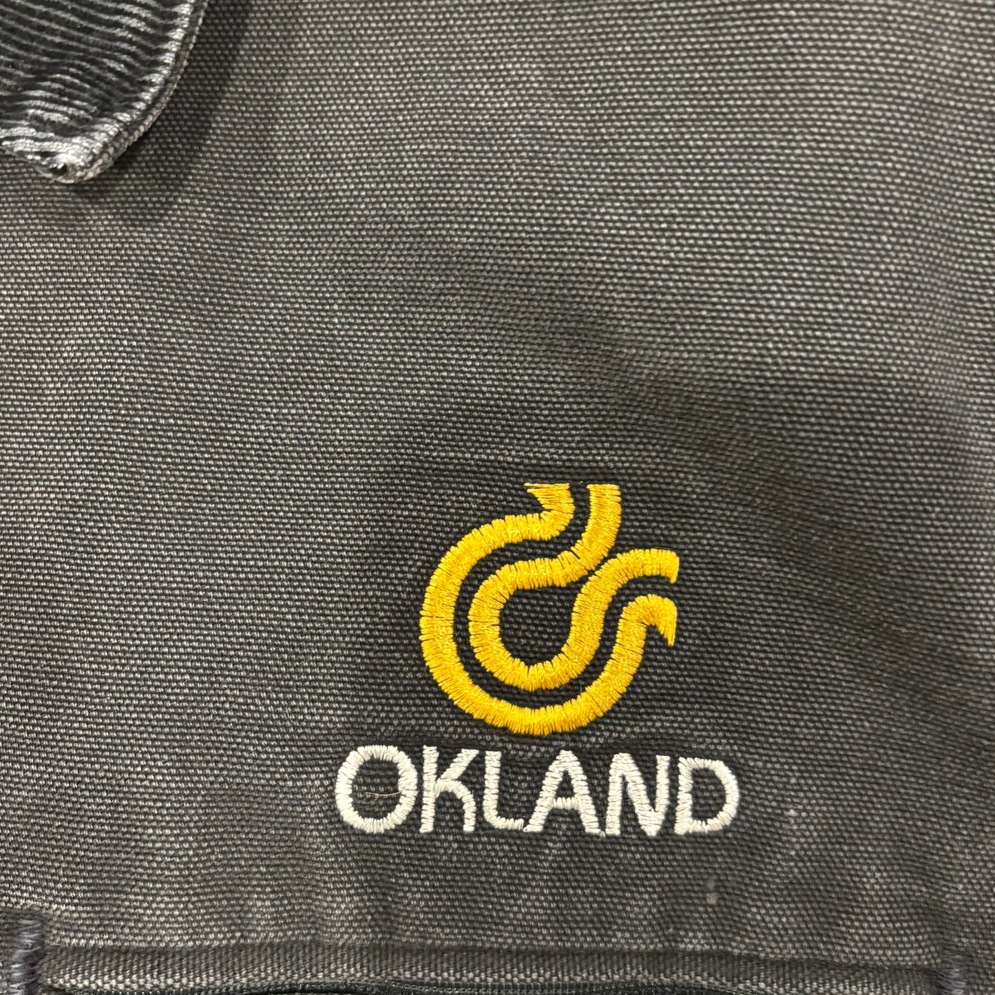 90's Carhartt カーハート デトロイトジャケット 企業ロゴ入り 黒 (L)/A8784J-SO