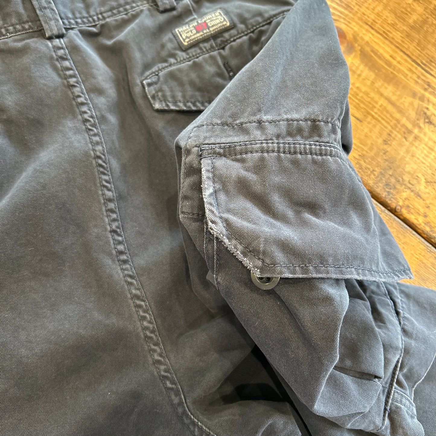 90's Polo Ralph Lauren ”POLO 67 CHINO"ラルフ ミリタリーカーゴショーツ ハーフバンツ ネイビー(W34)/B2303P-SO