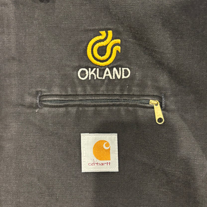 90's Carhartt カーハート デトロイトジャケット 企業ロゴ入り 黒 (L)/A8784J-SO