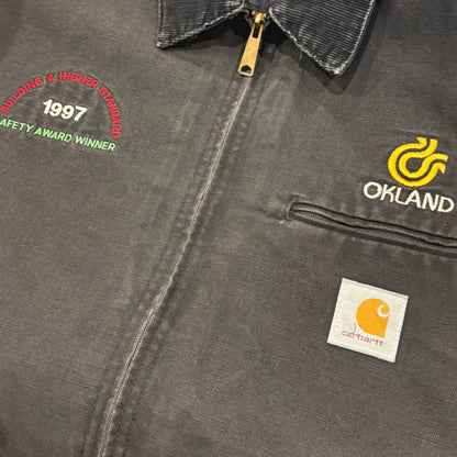 90's Carhartt カーハート デトロイトジャケット 企業ロゴ入り 黒 (L)/A8784J-SO