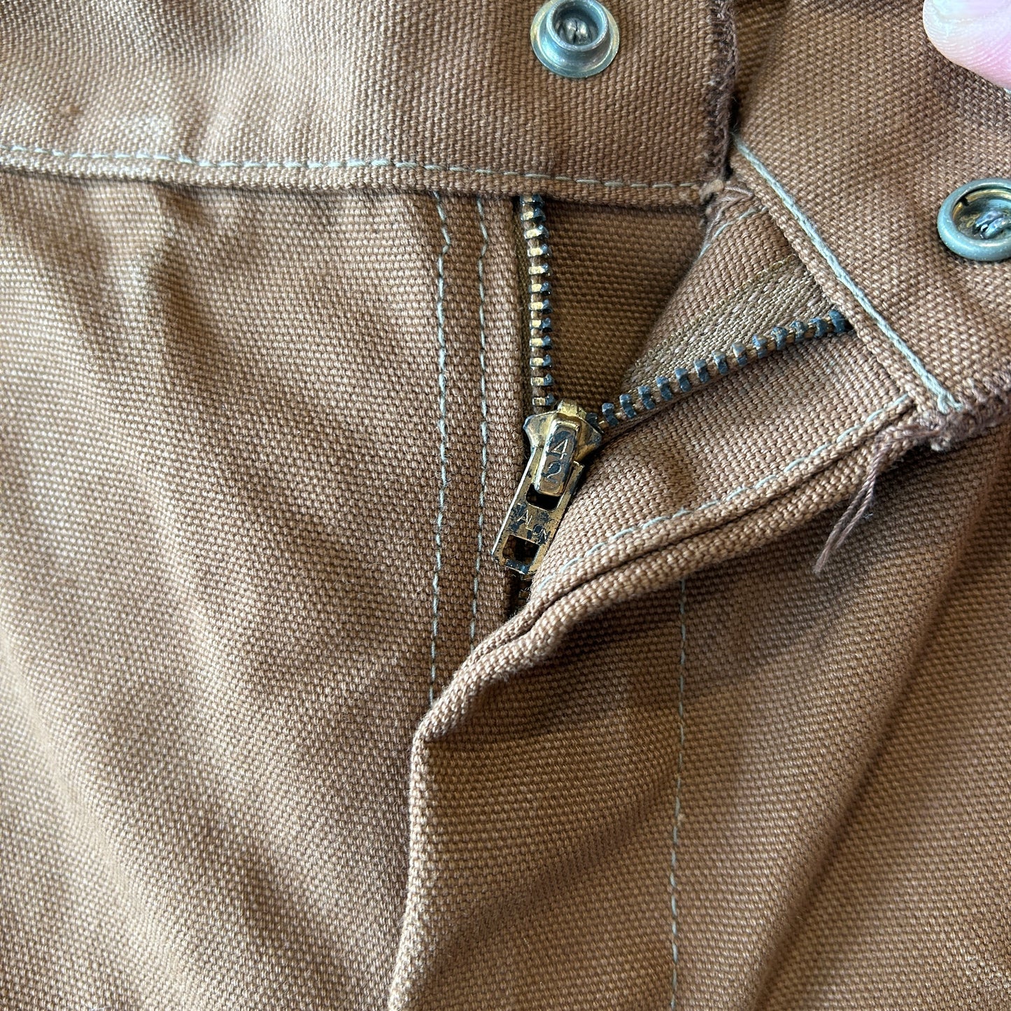 70's Carhartt カーハート ダブルニー ワークパンツ 股リベ ブラウン (実寸W37L29相当)/C1253P-SO