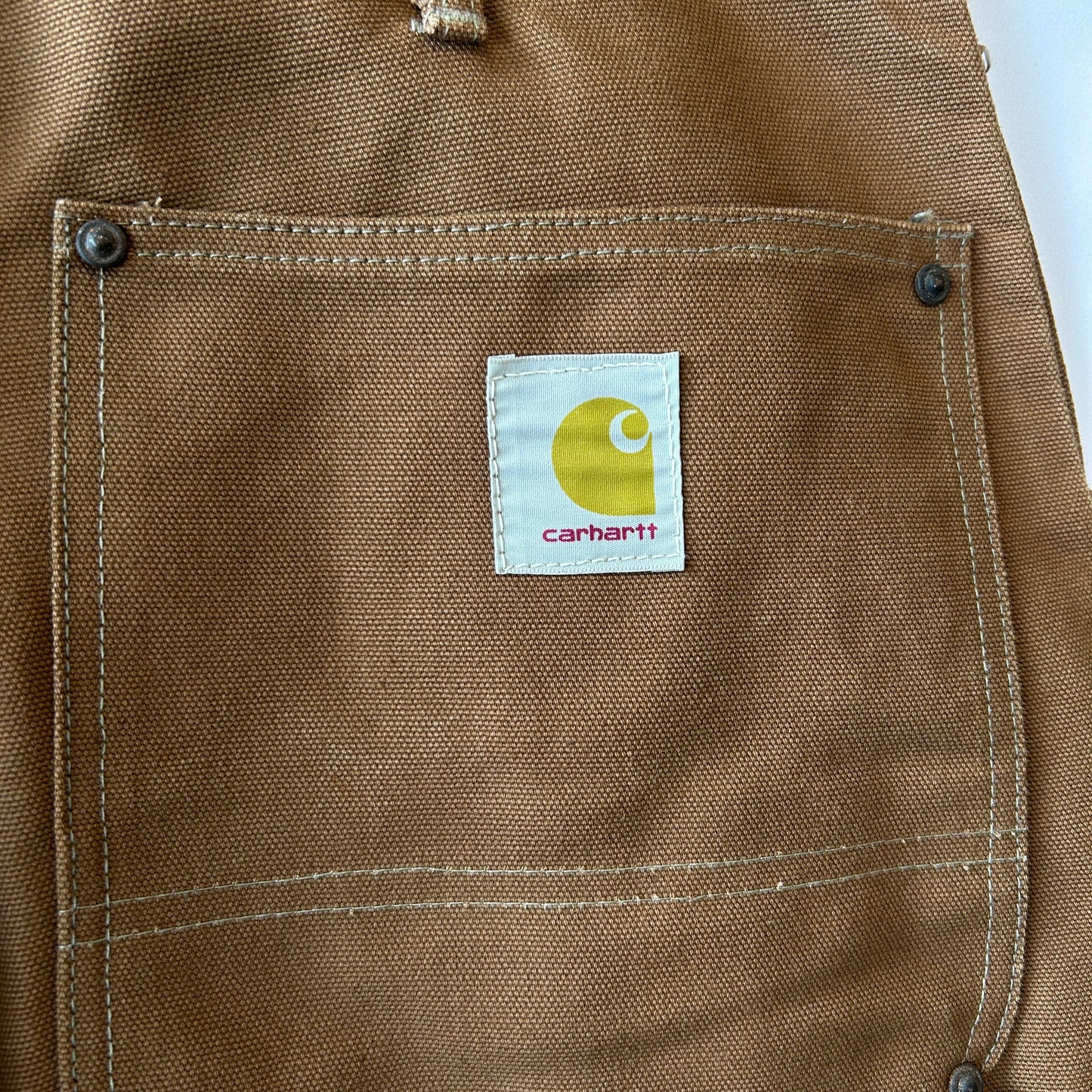 70's Carhartt カーハート ダブルニー ワークパンツ 股リベ ブラウン (実寸W37L29相当)/C1253P-SO