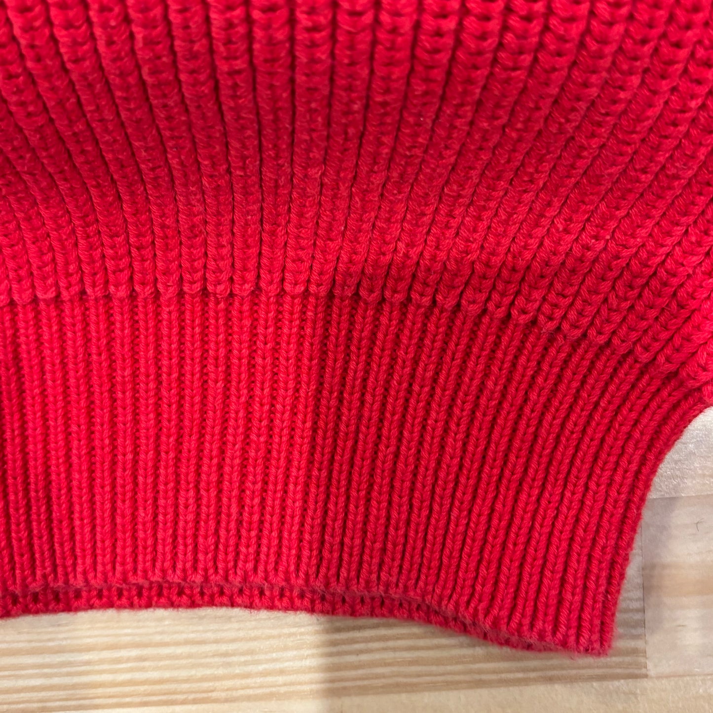 90's Lands'end ランズエンド コットンニット 赤 (M)/A8833K-SO