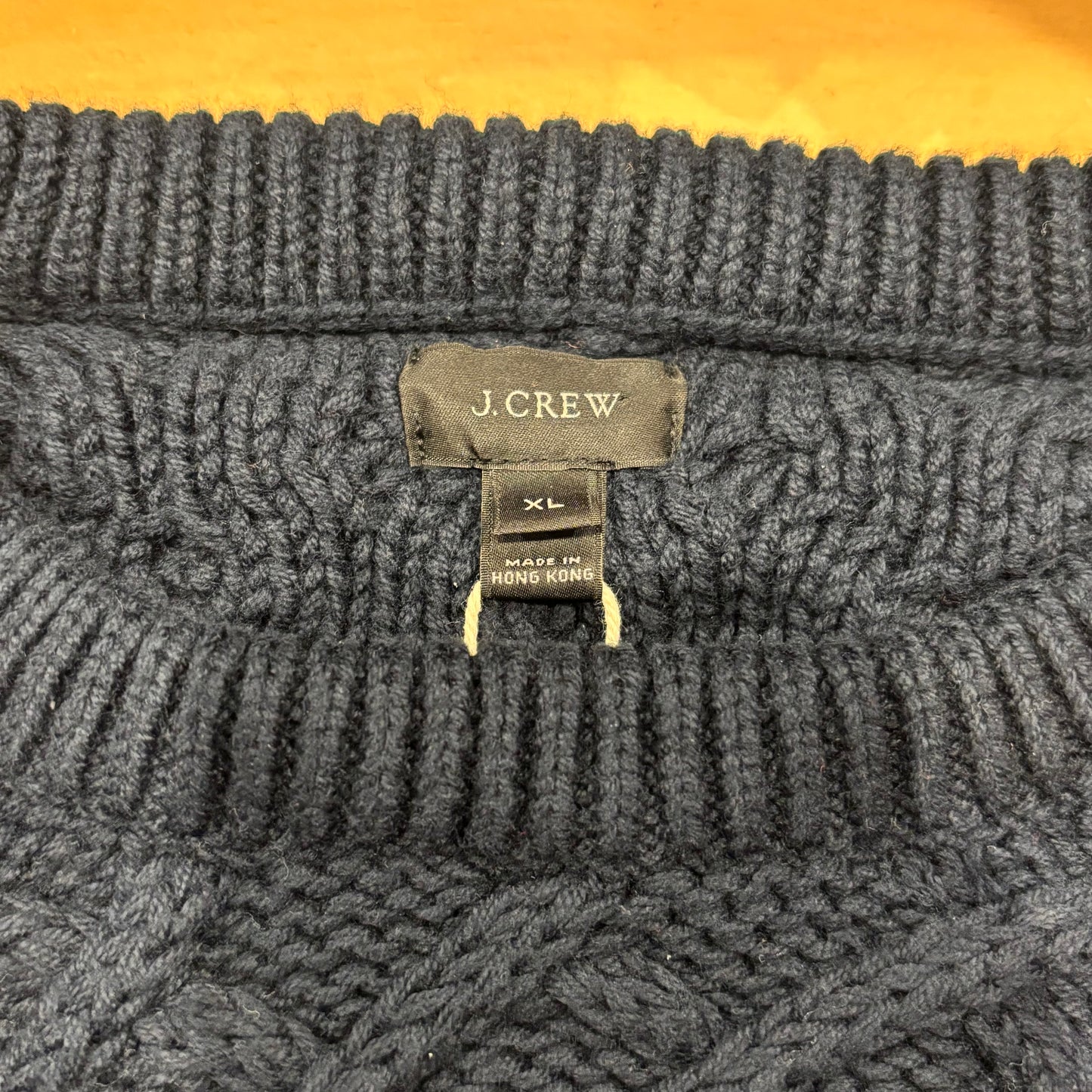 00's J.Crew コットン ケーブルニット 紺 (XL)/A8940K-SO