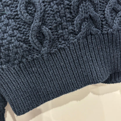 00's J.Crew コットン ケーブルニット 紺 (XL)/A8940K-SO