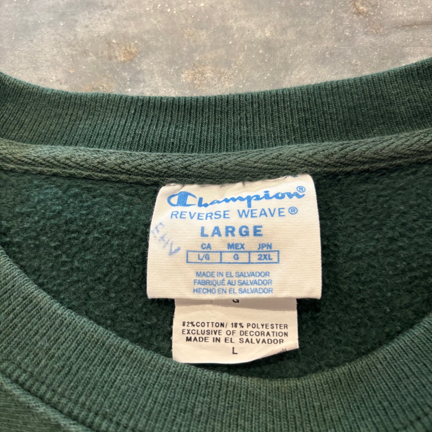 Champion Reverse Weave US企画 リバースウィーブ NOTRE DAME カレッジスウェット 深緑 (L) /B4128R-SO