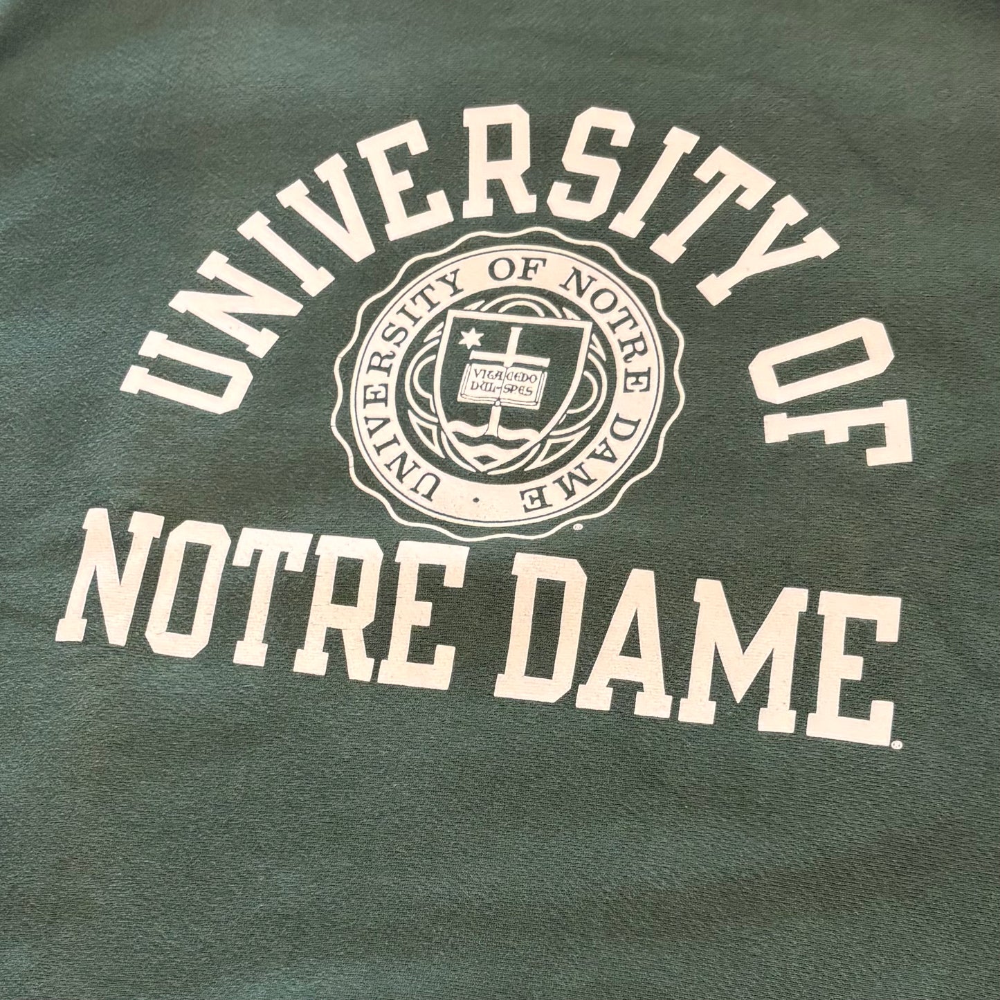 Champion Reverse Weave US企画 リバースウィーブ NOTRE DAME カレッジスウェット 深緑 (L) /B4128R-SO
