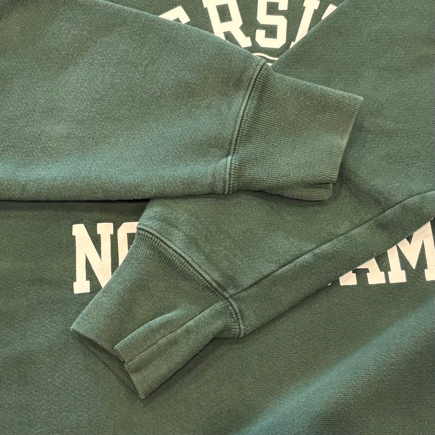 Champion Reverse Weave US企画 リバースウィーブ NOTRE DAME カレッジスウェット 深緑 (L) /B4128R-SO