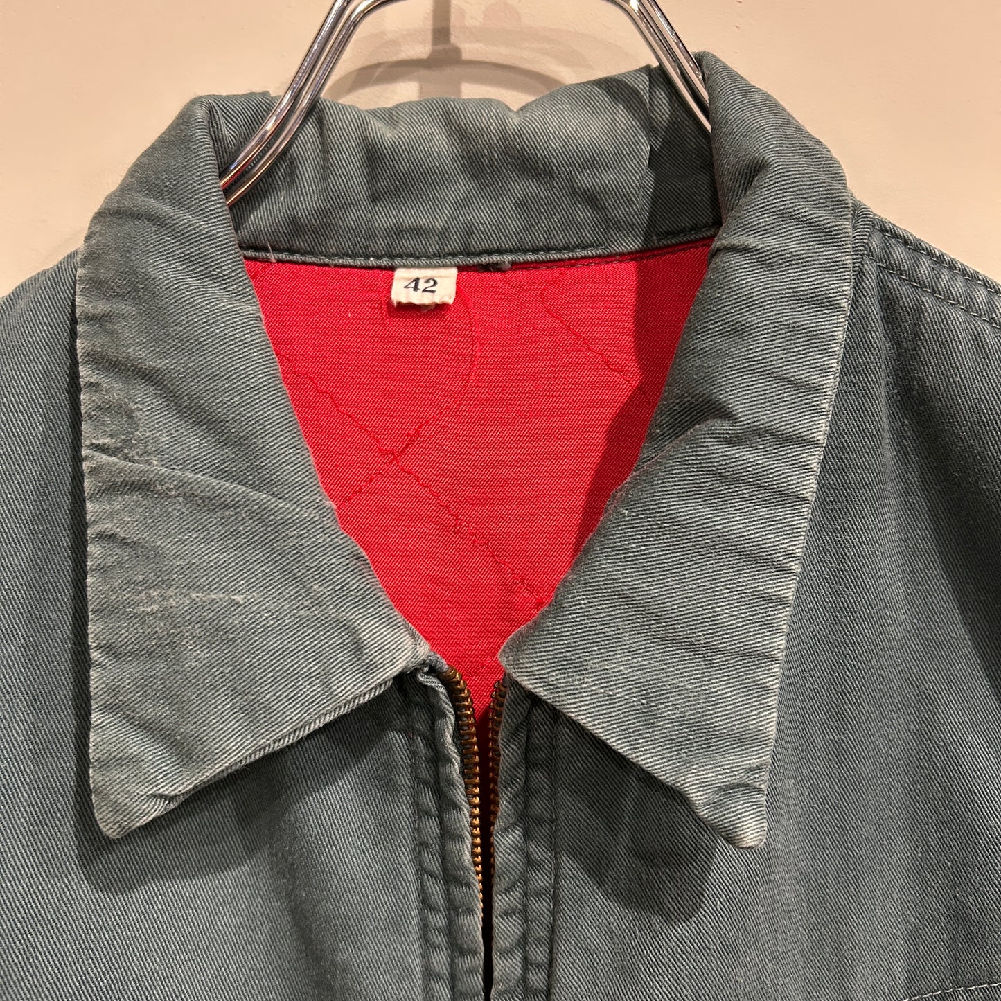 60's Unknown ワークジャケット フェード 裏地キルティング 緑(42)/8280O-SO