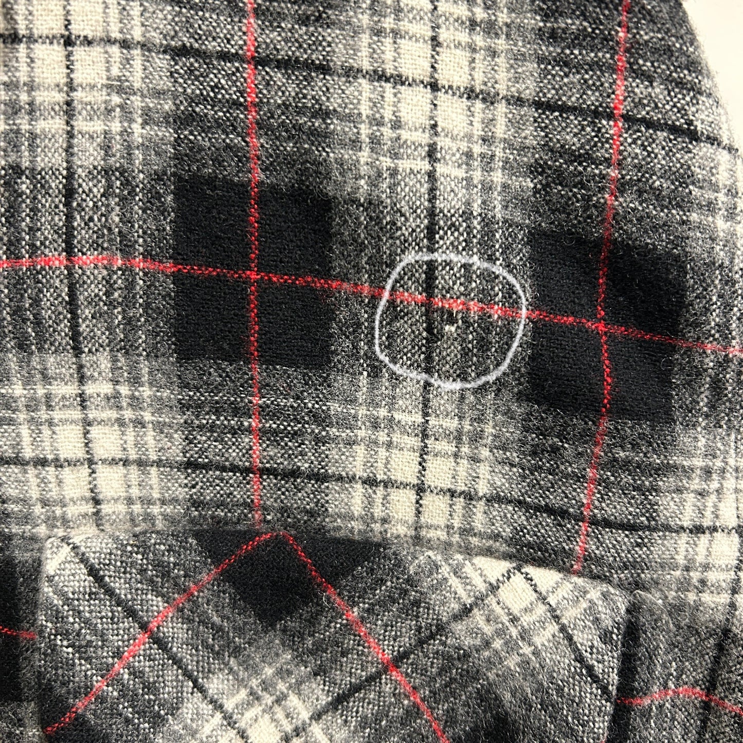 60's AMANA オープンカラーウールチェックシャツ 黒白赤(M)/A5095SH-SO