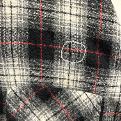 60's AMANA オープンカラーウールチェックシャツ 黒白赤(M)/A5095SH-SO