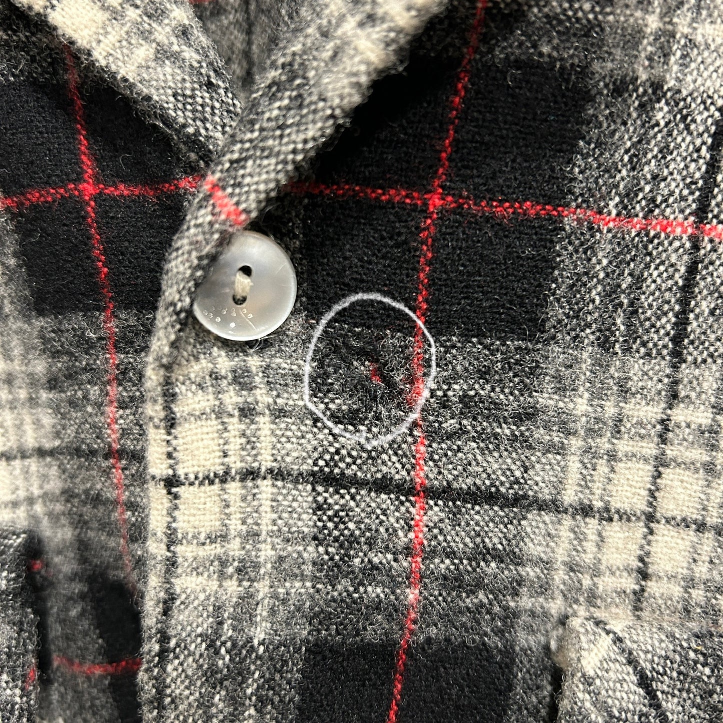 60's AMANA オープンカラーウールチェックシャツ 黒白赤(M)/A5095SH-SO