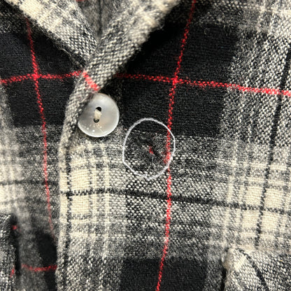 60's AMANA オープンカラーウールチェックシャツ 黒白赤(M)/A5095SH-SO