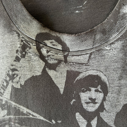 90's The Beatles ビートルズ オールオーバープリント バンドTシャツ ブラック(XL)/C0803T-SO