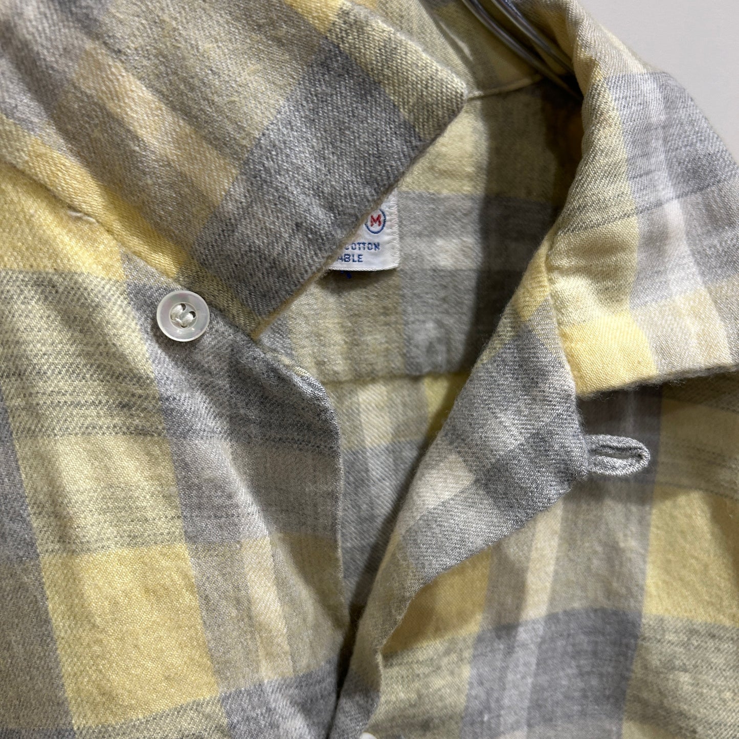 50's PURITAN wool/cotton オープンカラーチェックシャツ 黄色グレー(M)/A5097SH-SO