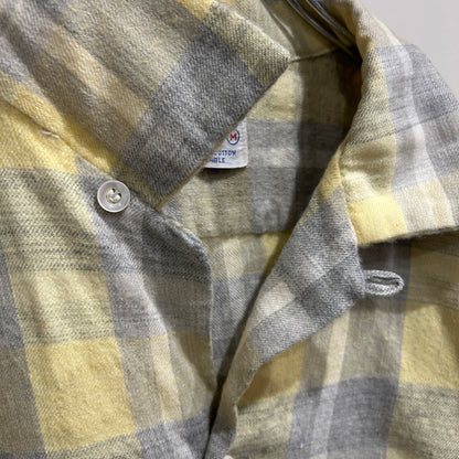 50's PURITAN wool/cotton オープンカラーチェックシャツ 黄色グレー(M)/A5097SH-SO