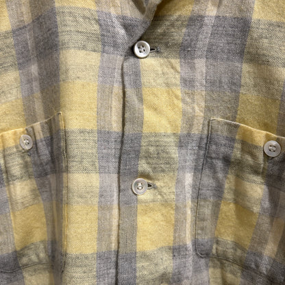 50's PURITAN wool/cotton オープンカラーチェックシャツ 黄色グレー(M)/A5097SH-SO