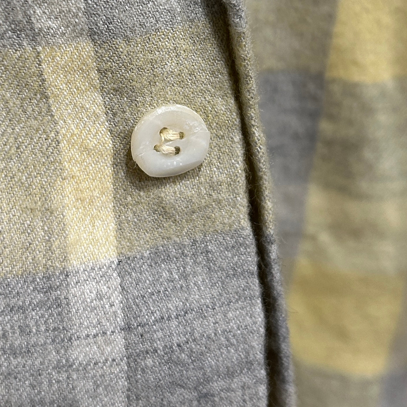 50's PURITAN wool/cotton オープンカラーチェックシャツ 黄色グレー(M)/A5097SH-SO