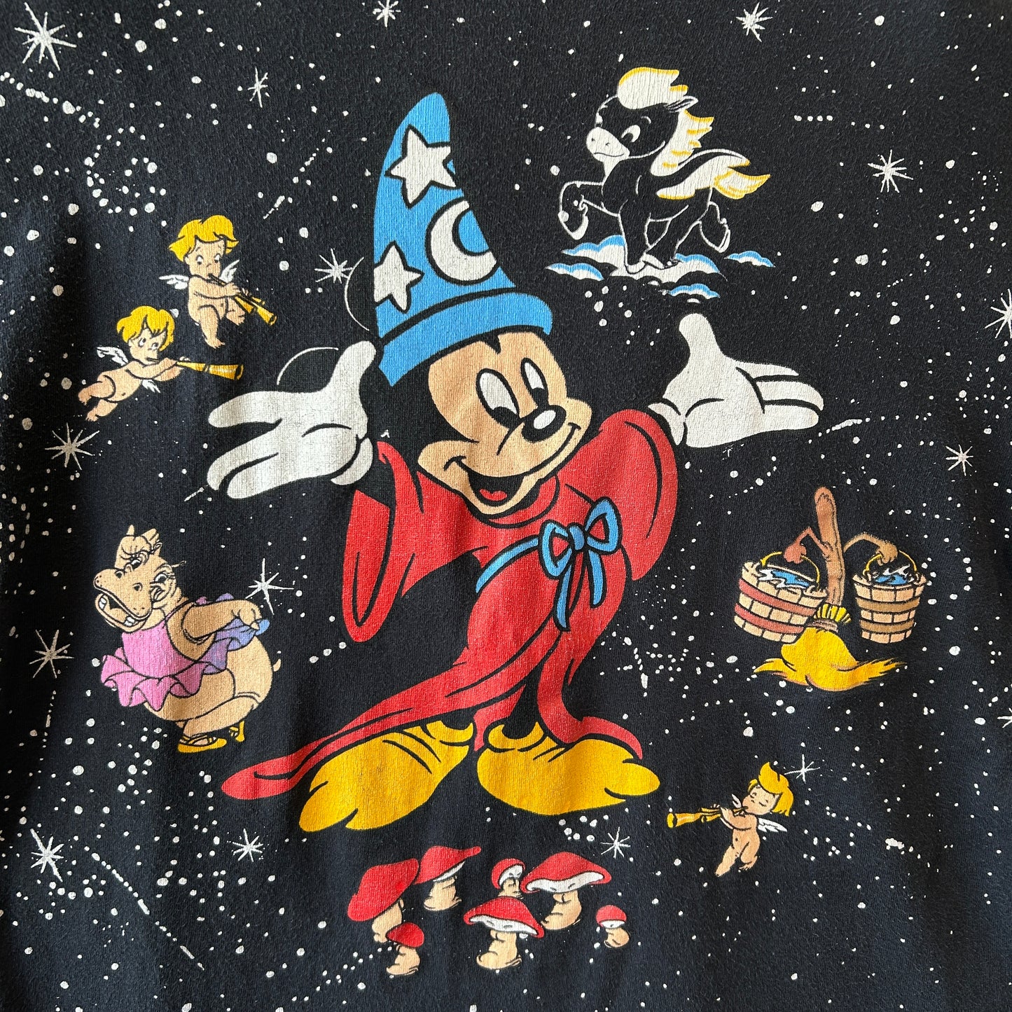 90's Disney FANTASIA 50th Anniversary  ロンT ディズニー Tシャツ ブラック(L)/B3570T-SO