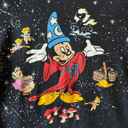 90's Disney FANTASIA 50th Anniversary  ロンT ディズニー Tシャツ ブラック(L)/B3570T-SO