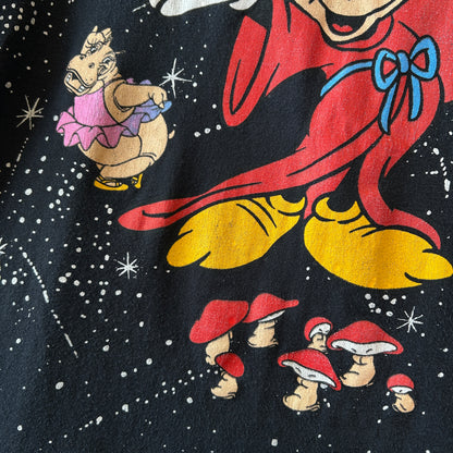 90's Disney FANTASIA 50th Anniversary  ロンT ディズニー Tシャツ ブラック(L)/B3570T-SO