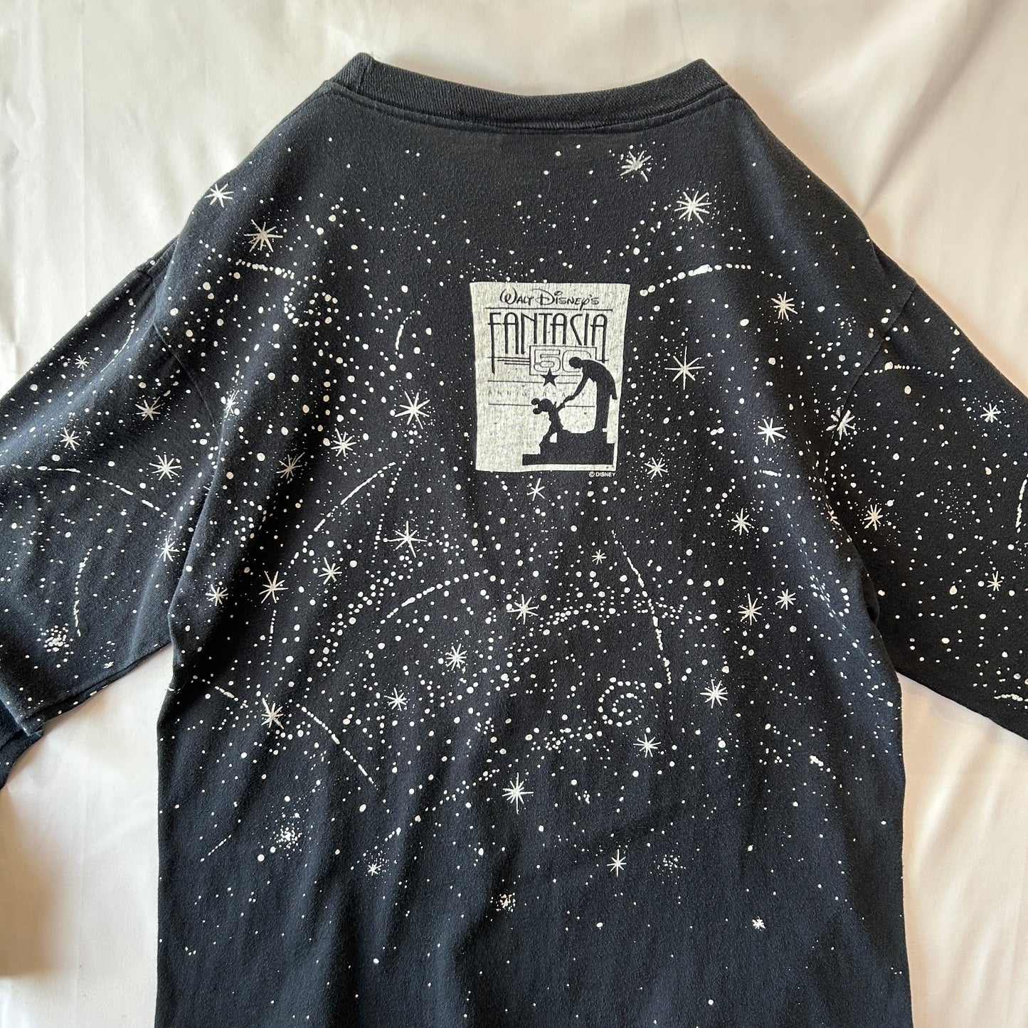 90's Disney FANTASIA 50th Anniversary  ロンT ディズニー Tシャツ ブラック(L)/B3570T-SO