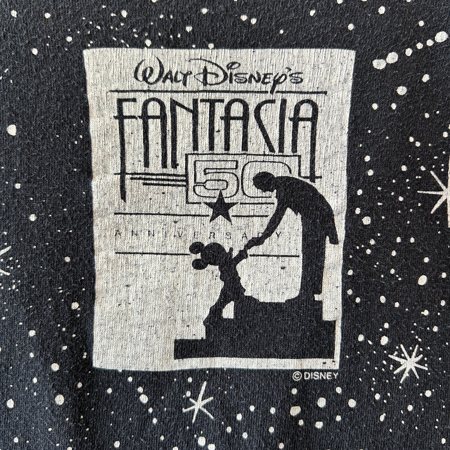 90's Disney FANTASIA 50th Anniversary  ロンT ディズニー Tシャツ ブラック(L)/B3570T-SO