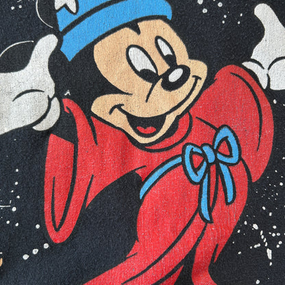 90's Disney FANTASIA 50th Anniversary  ロンT ディズニー Tシャツ ブラック(L)/B3570T-SO