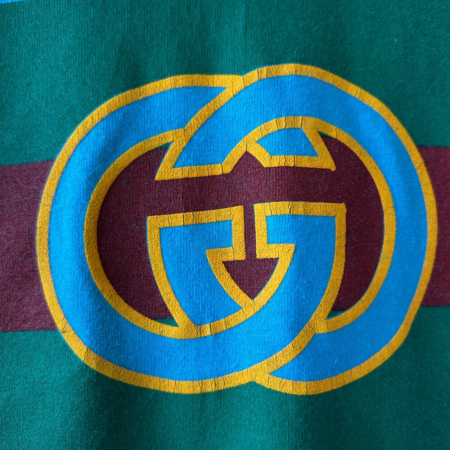 90's GUCCI グッチ ブートレグ ロゴTシャツ ターコイズブルー(XL)/C0863T-SO