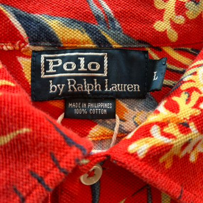 00's Polo Ralph Lauren ラルフローレン 熱帯魚柄ポロシャツ 朱色(L)/A6601T-SO
