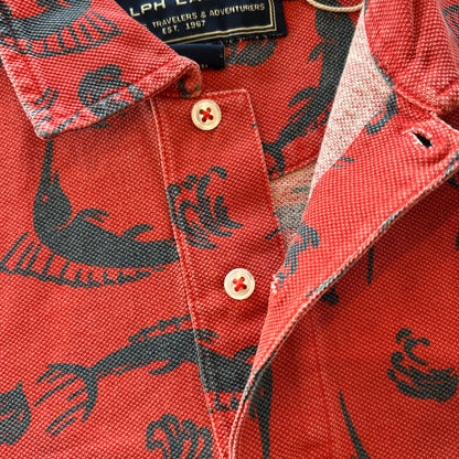 90's Polo Sport カジキマグロ柄ポロシャツ (XXL)/A3179T-SO