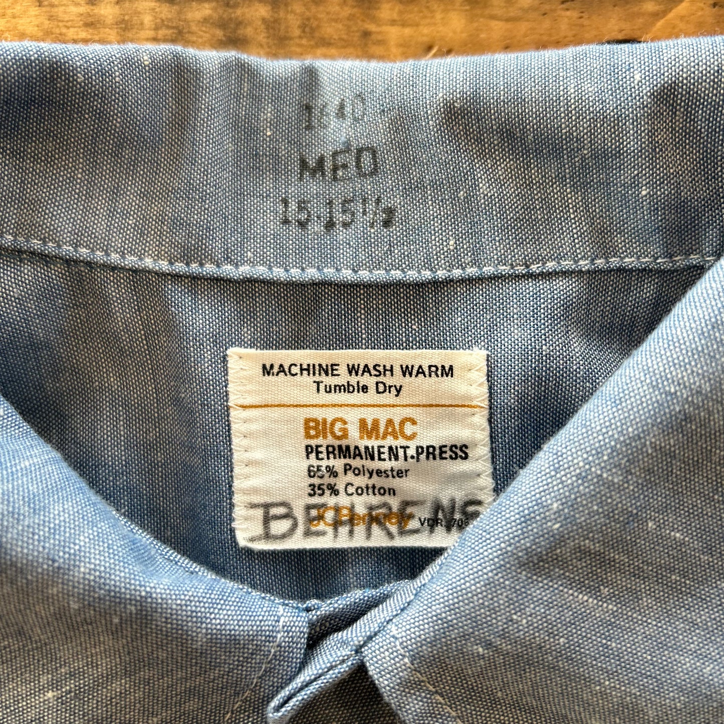 70's BIG MAC 半袖シャンブレーワークシャツ J.C.Penney (M)/A6626SH-SO